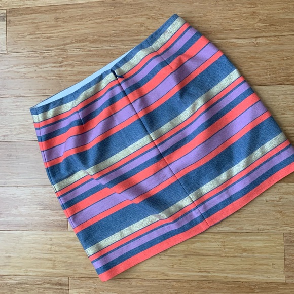 J. Crew Gold metallic stripped mini skirt. - Picture 5 of 8